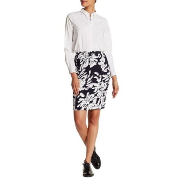 BOSS by Hugo Boss Veala Abstract Floral Pencil Skirt Size 8 $375 - Picture 1 of 8